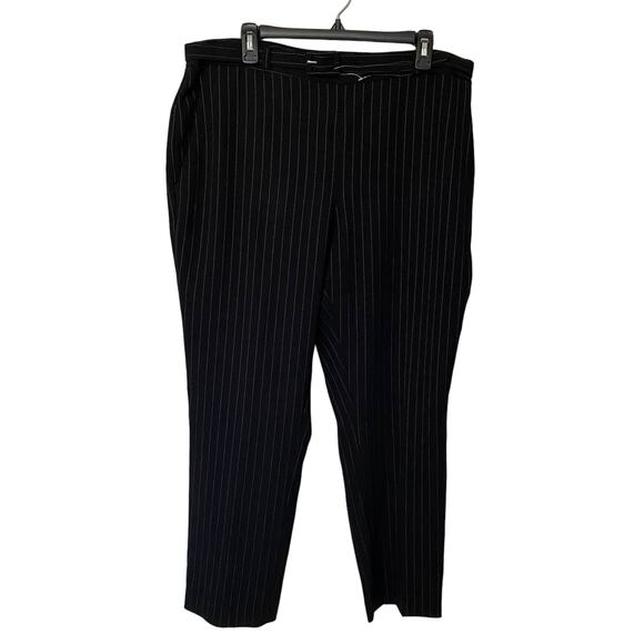 NEW Karl Lagerfeld Paris Wms Black Pinstripe Ankle Pants Size 16 Corpcore